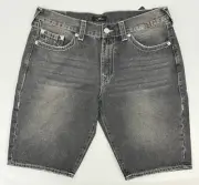 NEW True Religion Ricky Relaxed Straight Hem Zig Zag Jean Shorts Sz 36 Grey Mens