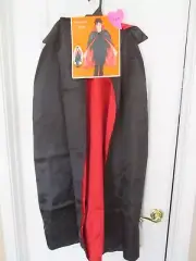 42" HALLOWEEN Vampire Dracula Reversible Cape Black Red Collar Lined costume