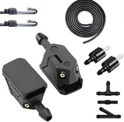 Truck&Van 4-Way Windscreen Washer Nozzles Compatible with Volvo Kenworth Isuzu Mitsubishi Fuso Hino Iveco, Mercedes Sprinter, Ford Transit – Screenwash Jets for 8-9mm Wiper Arm, Repair kit, Click&Fit