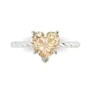 2 ct Heart Rope Knot Real Morganite Wedding Bridal Promise Ring 14k White Gold