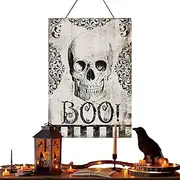 Halloween Door Sign, Wooden Bat Wall Decor, Happy Halloween Plaques Spooky Hangings Decorations for Home Wall Decor Farmhouse Signs for Front Door