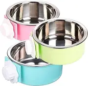 YEIRVE Crate Dog Food Water Bowls, 2-in-1 Plastic Bowl & Stainless Steel Pet Bowl, Removable Hanging Cat Food Bowls Perfect for Cats, Dogs, Rabbits, Puppys, Birds, Guinea Pigs and Other Small Pets.