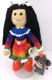 Doll Amigurumi Crochet Handmade Soft Sculptured Girl 17”tall “One Of A Kind.”