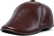 KJIASDFE Winter Hats,Men Leather Beret Cap Golf Hat Adjustable Newsboy Cap Winter 55-60cm Brown