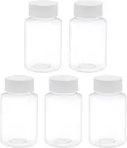 3.4 oz/100ml PET Plastic Lab Reagent Bottle Wide Mouth Liquid/Solid Storage Container Clear Bottles w Tamper Evident Caps 5pcs
