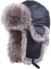 KJIASDFE Bomber Hats Bomber Hat Winter Trapper Trooper Warm Aviator Snow Ski Cap Warm,Black-XL