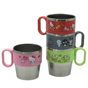 【SANRIO 三麗鷗】不鏽鋼疊疊杯300ml(Hello Kitty+大眼蛙+酷企鵝4件組)