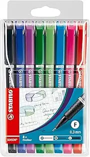 STABILO SENSOR F Fineliner - Wallet of 8 Assorted Colours