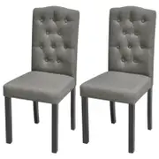 vidaXL 2x Dining Chair Dark Light High Back Fabric Kitchen Room Furniture Seat