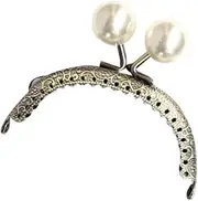 Vaguelly Handmade Purse Frame Pearl Clasp 8.5cm Curved Metal Frame for DIY Craft