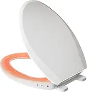 Clirass Elongated Heated Toilet Seat With Night Light, Bidet Fit Elongated, White With Ambient Water Temperature