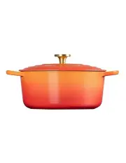 [Le Creuset] Signature Round Casserole with Gold Knob 28cm in Flamme Doree