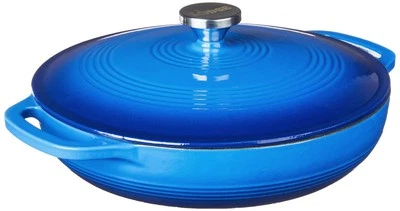 Lodge 3.6 Quart Enamel Cast Iron Casserole Dish with Lid (Carribbean Blue)