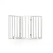 Petzly Pet Gate Dog Fence Safety Barrier with Support Feet 3 Panel 80cm White