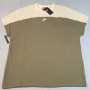 Nike Two Tone Mesh Top Army Green Off White Women's Size XL NWT CT6055-222