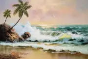 Ocean Wave - #5E-BS 3, 24x36, 100% Hand Painted Oil Painting on Canvas,