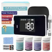 Hemoglobin Tester Kit, Hemoglobin Tester, Cholesterol Test Kit, Uric Acid Test Kit, Contains a Total of 40 Test Strips As Shown