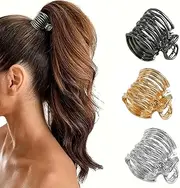 Metal High Ponytail Claw Clips, 3Pcs Small Shark Hair Claw Clips