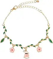 [EBCJIAMS] 10 Pcs/lot Fashion Jewelry Accessories Metal Leaf Flower Rabbit Charm Bracelet Bracelets and Bangles