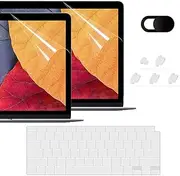 [2 Pack] Magic Skin Screen Protector 4-in-1 Set Compatible with MacBook Air 13 inch M1 A2337 A2179, 2022 2021-2018 Release M1 Retina Display Touch ID, Film&Keyboard Cover&Dust Plug&Webcam Cover