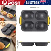 Mini Baguette Baking Tray Non-Stick Silicone French Bread Baking Mould 4 Holes