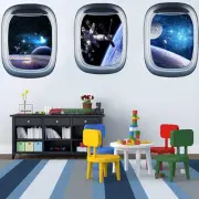 HERRA 3D Planet Universe Galaxy Outer Space Wall Decal Spacecraft Astronaut W...