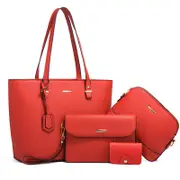 Nevenka Women Retro Large Capacity Four-piece Sets Handbags Shoulder Bags Tote-Red