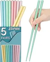 ZDPMK Fiberglass Chopsticks, 5 Pairs Reusable Chopsticks Dishwasher Safe, Japanese Chinese korean Chop sticks Set, Plastic Chop sticks Reusable for Beginners Adults, 9.5 inch Non-Slip Chop sticks
