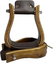 Polished Mahogany Wooden Western Stirrups for Equestrian Riders Wooden Stirrups with Leather Treads Western Stirrup for Saddles/Pair