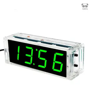 DIY電子時鐘製作套件精簡版 光控數字時鐘 透明外殼 不帶電池出貨 翠綠色