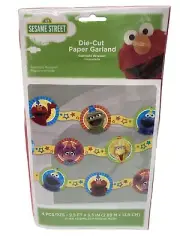 Sesame Street Die Cut Paper Birthday Garland Elmo Oscar Cookie 9.5ft x 5.5in NIP