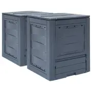 Garden Composter Trash Can Outdoor Compost Bin with Lid Gray Plastic vidaXL