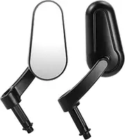 REPAIROCK 1 Set Motorcycle Rear View Mirrors Bar End Side Mirrors Mount Universal Adjustable Aluminum Black M8 Oval Shape