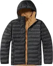 [Generic] Men's Lightweight Hooded Puffer Bubble Coats Water-Resistant Windproof Jacket with Hood Packable Insulated Winter Coat