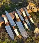 Custom handmade chef knife set kitchen knife set Damascus steel,bone handle shar