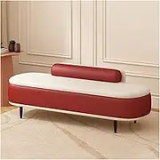 End of Bed Storage Ottoman Bench,Entryway Shoe Seat Bench with Storage,Upholstered Leather Storage Bench with Seating for Bedroom,Living Room(Red,120CM)
