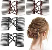 4pcs Elastic Hair Clips Double Comb Elastic Hair Combs for Thick Hair Adjustable