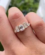 Crisscross Engagement Ring 925 Sterling Silver Baguette Simulated Diamond