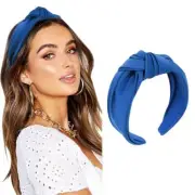 Headbands for Women Girls Knotted Elastic 1 Pc Widened Style: Sapphire Blue