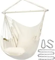 Y- Stop Hammock Chair Hanging Rope Swing, Max 500 Lbs, Cream