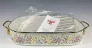 Don Swanson English Garden Enameled Roasting Pan Lasagna Pan 16”x11.5” New!!