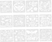 OSALADI 12 Pcs Honey Theme Painting Templates DIY Plastic Stencils for Reusable Drawing for Art Scrapbooking Wall Decor