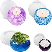 AFUNTA 4 PCS TeaLight Candles Holders Resin Molds, Flower Pots Silicone Molds Candlestick Epoxy Resin Mold, for DIY Jewelry Box, Home Decoration