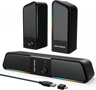 2 in 1 Bluetooth Computer Speakers for Desktop, USB Plug & Play Clear Sound