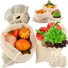 with Drawstring Reusable Produce Bags Cotton Mesh Grocery Bags Kitchen Gadget