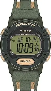 [Timex] Men's Expedition CAT5 41mm Watch - Green Strap Digital Dial Green Case