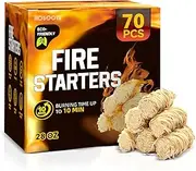 [Hosoote] 70 pcs Fire Starter - Natural Fire Starters for Fireplace, Pellet Stove & Wood, Campfires, BBQ, Pizza Oven, Fire Pit, Smoker - Fire Starters for Grill, Charcoal Fire Starter for Grill