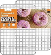 PriorityChef 18/8 Stainless Steel Cooling Rack, Heavy Duty Baking Rack For Oven Cooking, Fits Eigth Sheet Pan, Wire Rack For Cooking, Bacon, Cookie Cooling Rack, 6" x 9.2" - 2 Pack