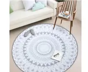 Nordic Style Round Decorative Carpet Area Rug Foot Door Hanging Basket Mat - 3# 60X60CM