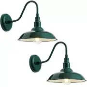 10in. Dome Outdoor Gooseneck Barn Light Fixture with Wall Mount, 2 Pack Farmh...